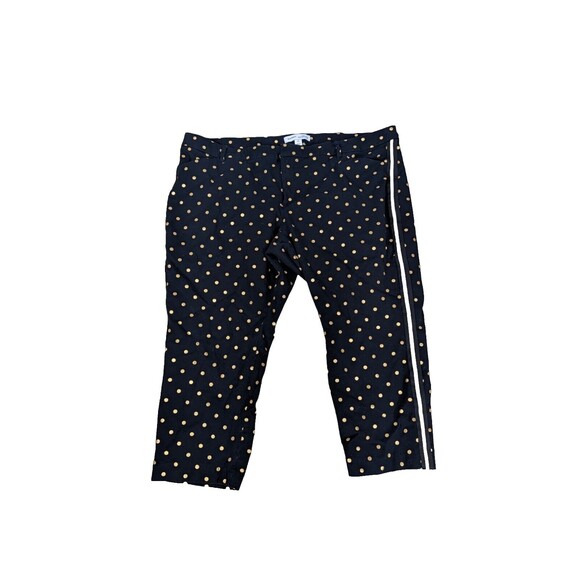 Old Navy Pants 26 Women's Black Polka Dot High Rise Striped Leg Pixie Workwear - Picture 1 of 7